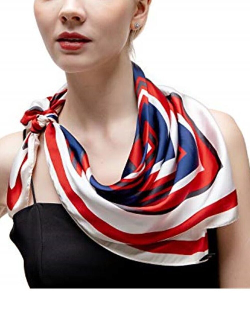 Women Head Hair Scarf Like Satin Silk Red & Blue Scarf Sleeping Hair Wrapping
